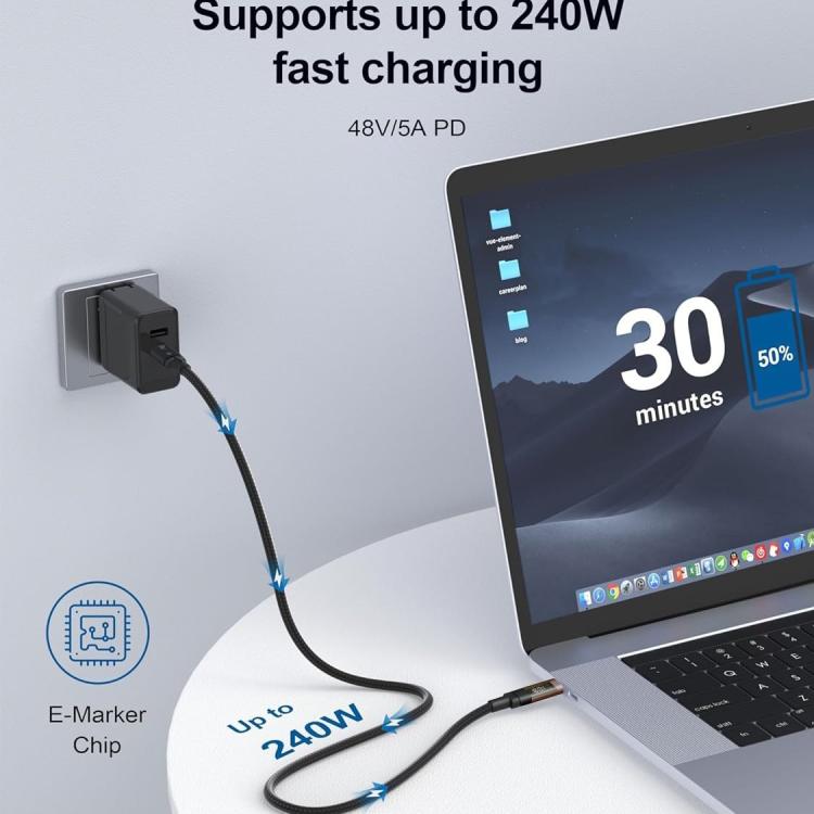 QGeeM USB4 Type-C PD 240W Fast Charging Cable With Digital Display, 40Gbps Data Transfer, 8K 60Hz...