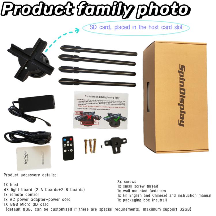 60cm 3D Holographic Fan with 1600x720 Resolution & 720 LEDs  WiFi/APP DIY Content Control, US Plu...