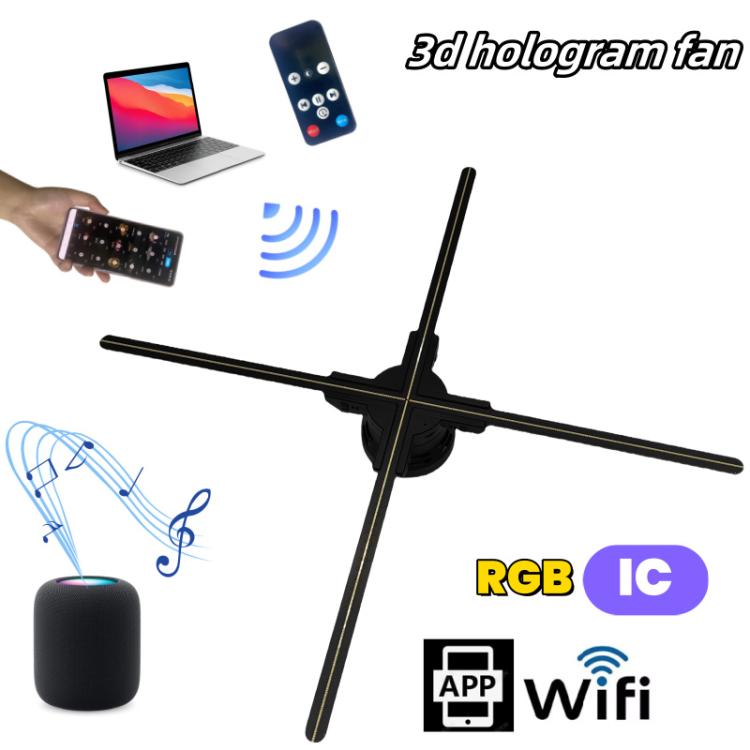 60cm 3D Holographic Fan with 1600x720 Resolution & 720 LEDs  WiFi/APP DIY Content Control, US Plu...