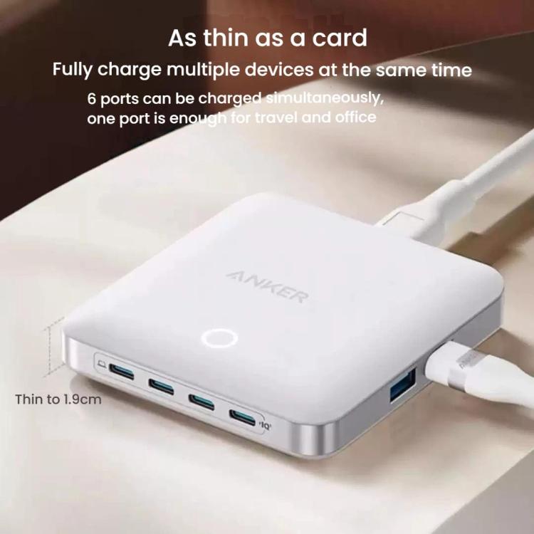 ANKER A2155  4 Type-C+2 USB Ports GaN Desktop Charging Dock 130W High-Power 6 In 1 Charger, US Plug