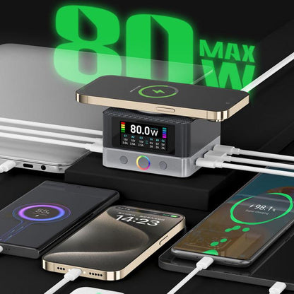 RELIFE Q7 Smart 6-Port 15W Wireless Charger Compatible With Multiple Charging Protocols, US Plug�...