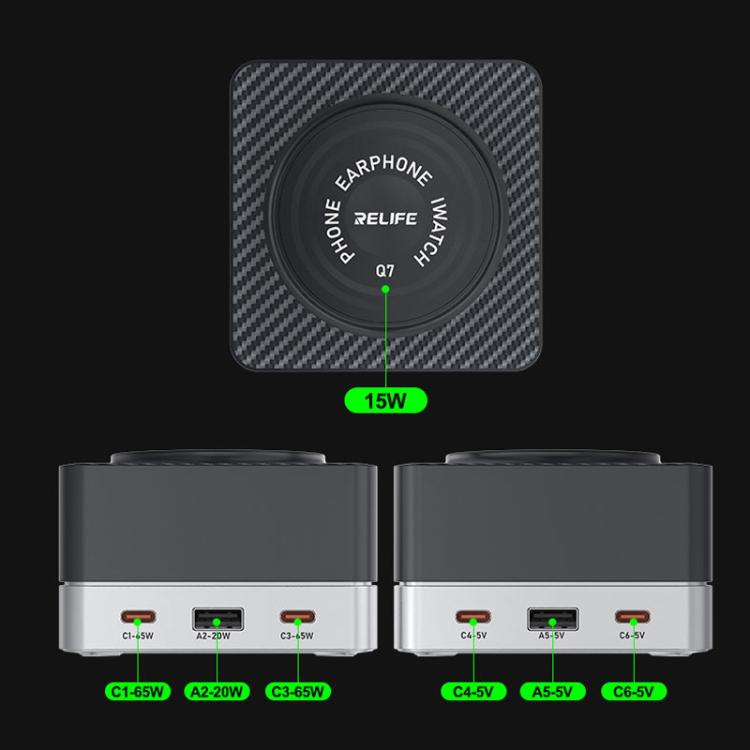 RELIFE Q7 Smart 6-Port 15W Wireless Charger Compatible With Multiple Charging Protocols, US Plug�...