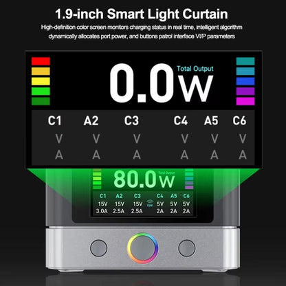 RELIFE Q7 Smart 6-Port 15W Wireless Charger Compatible With Multiple Charging Protocols, US Plug�...