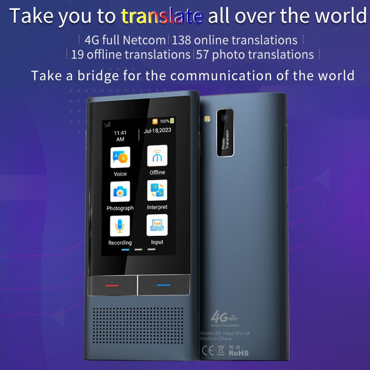 Z6 4G Version 3.1 inch Screen Smart Voice Translator