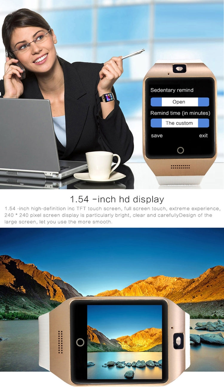Q18S 1.54 inch IPS Screen MTK6260A Bluetooth 3.0 Smart Watch Phone, Pedometer / Sedentary Reminde...